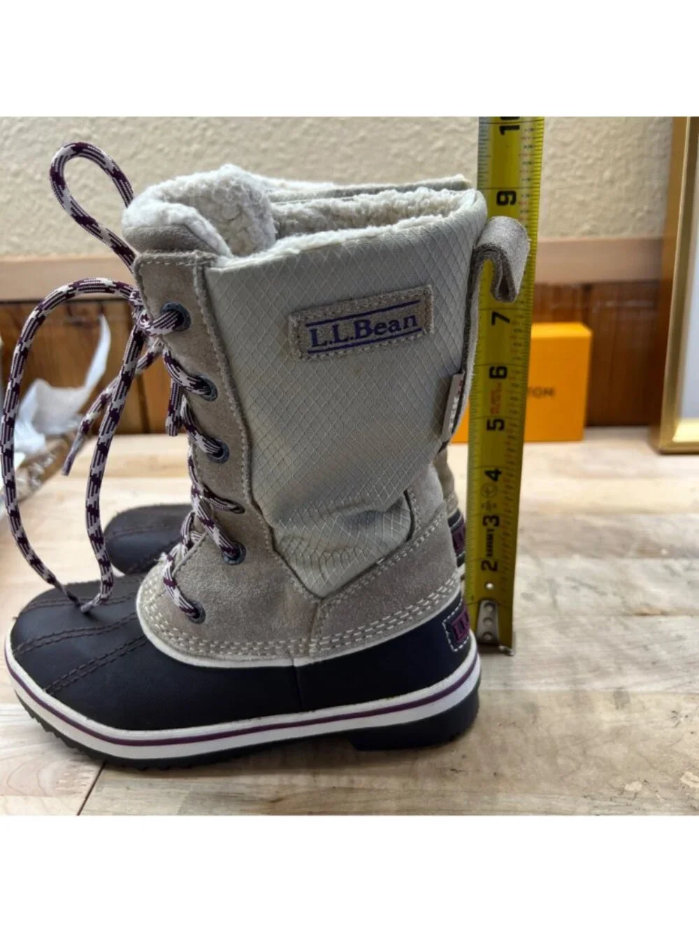 L.L. Bean Kids Snow Boots Size 13 Tan Brown Waterproof Insulated Winter Boots